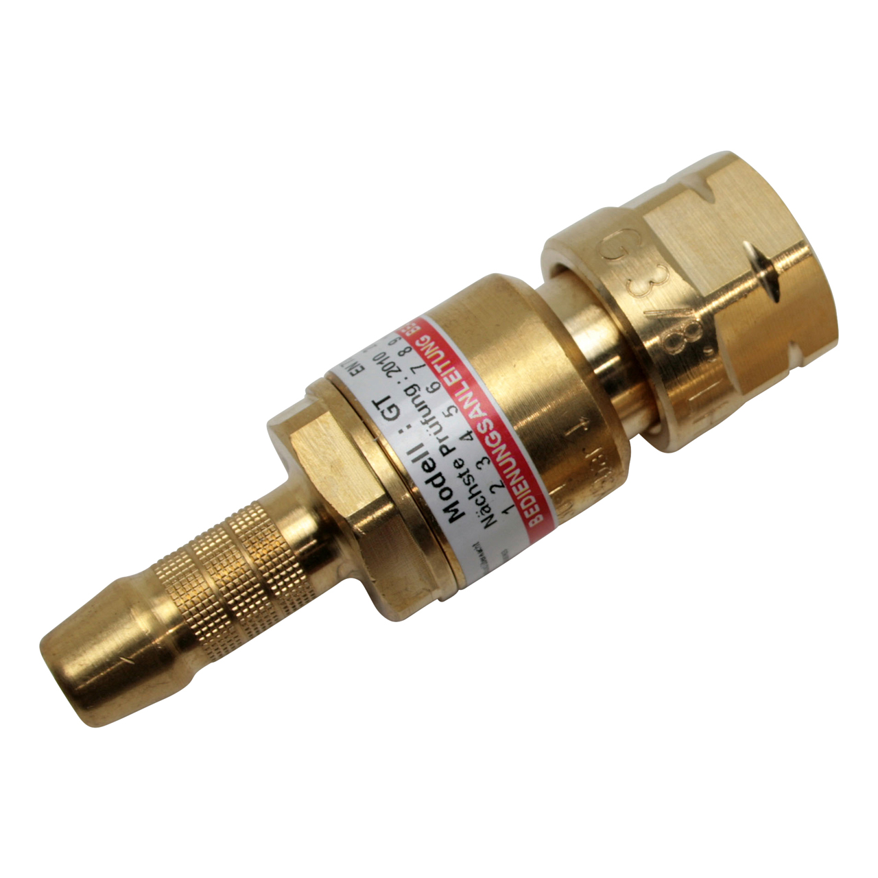 Sicherheitseinrichtung brennerseitig, Brenngase,  3/8" LH, Tülle 9 mm