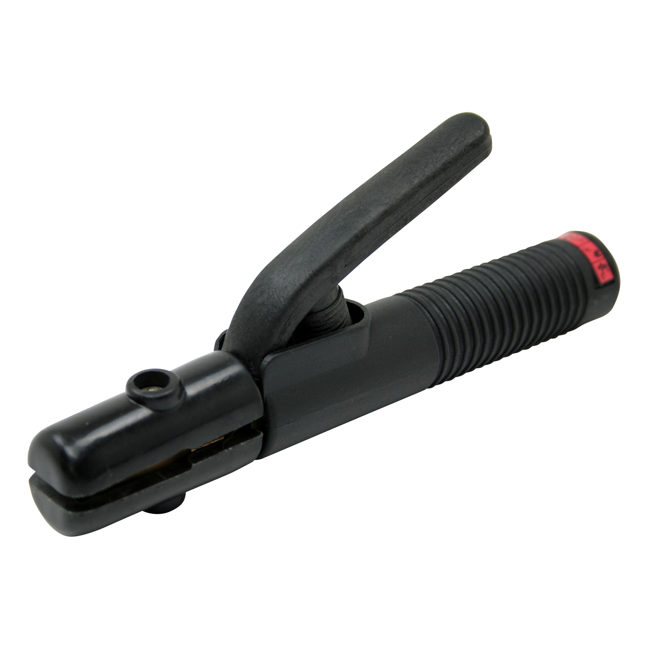 Schwarzer Elektrodenhalter Spezial mit Hebelgriff und geriffeltem Griffbereich für Schweißarbeiten, 400 Ampere