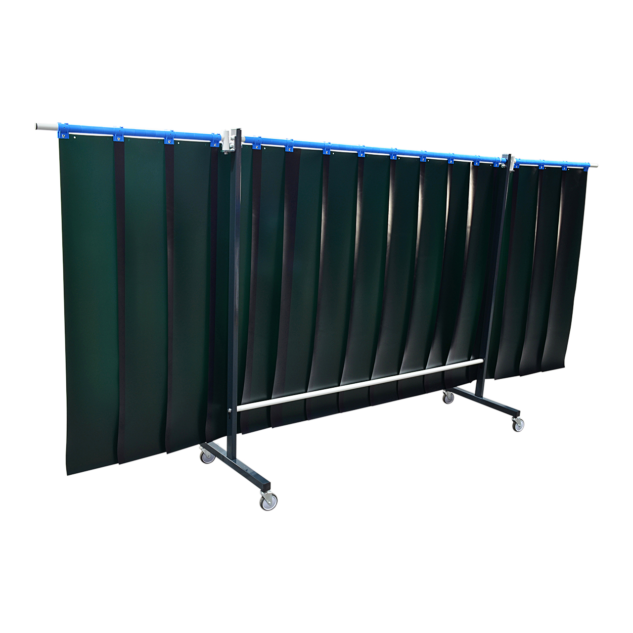 SST6 Schutzwand mit Schwenkarm, 2 x 3,9 m, Lamellen 300 x 2 x 1600 mm, grün R9