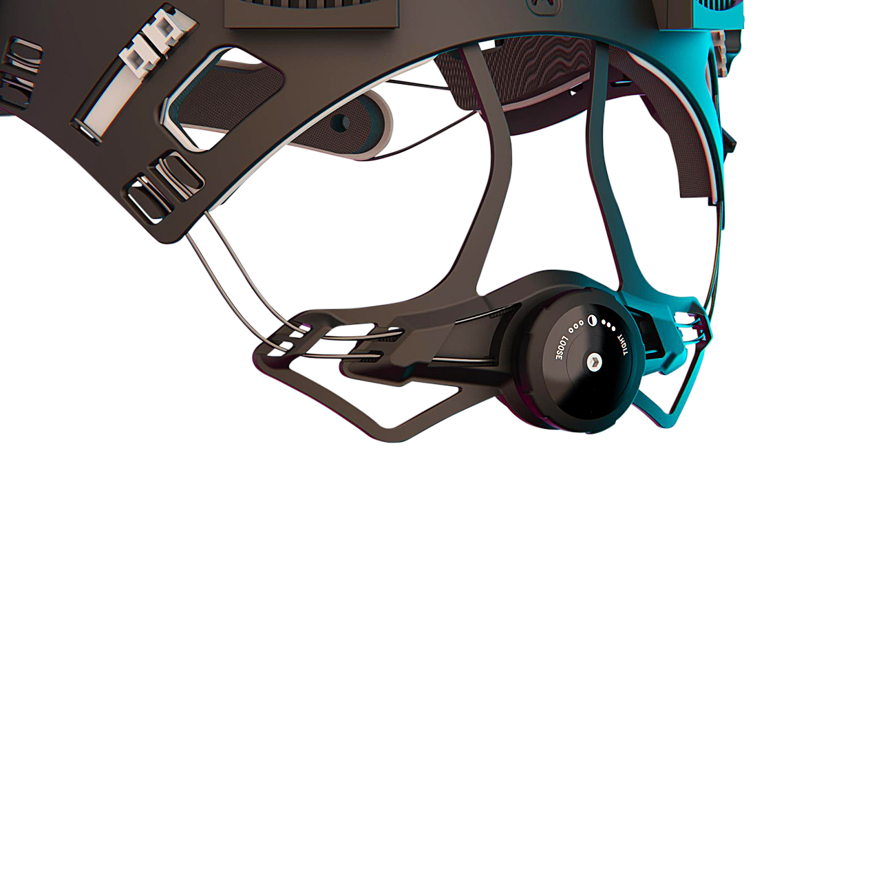 Schwarze Kopfhalterung für Schweißhelm Optrel ISOFIT mit Einstellrad zur Anpassung der Passform