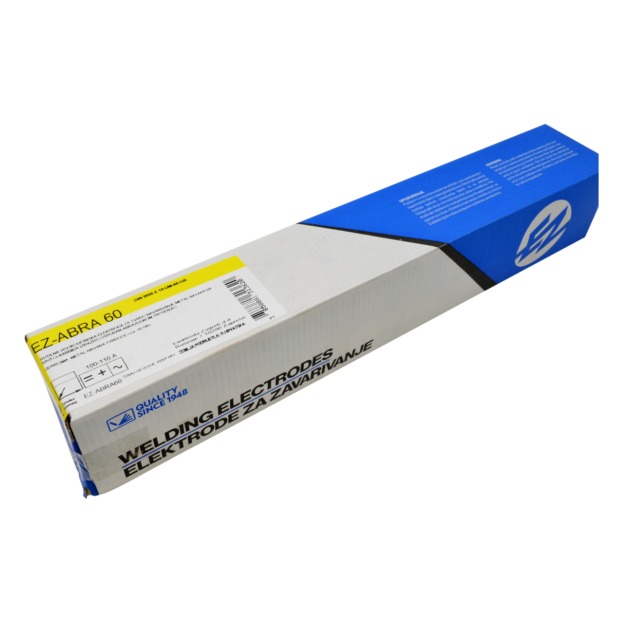 Verpackung mit Auftragselektroden EZ-ABRA 60 von WKS in weiß-blau mit gelbem Etikett