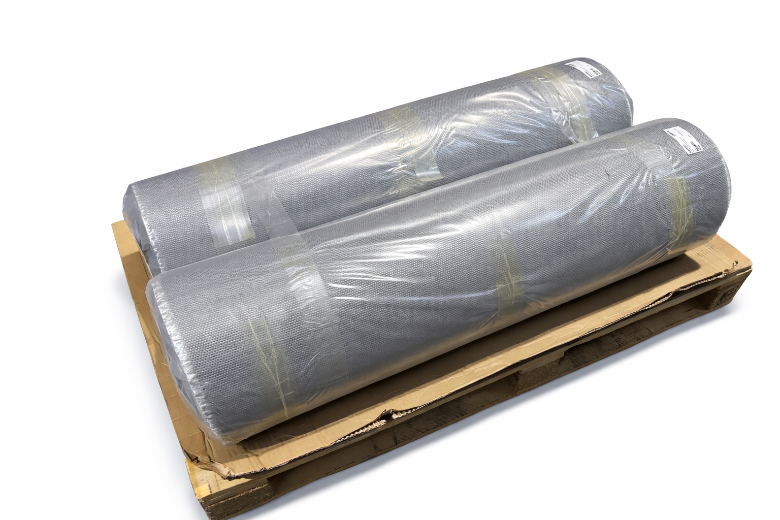 Graue Rollen auf Holzpalette