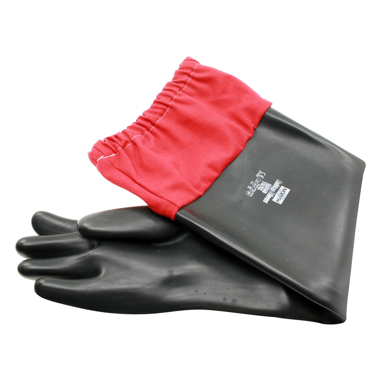 Latex Handschuhe, Länge 70 cm  Stoff-Verlängerung, schwere Ausführung, Größe 10