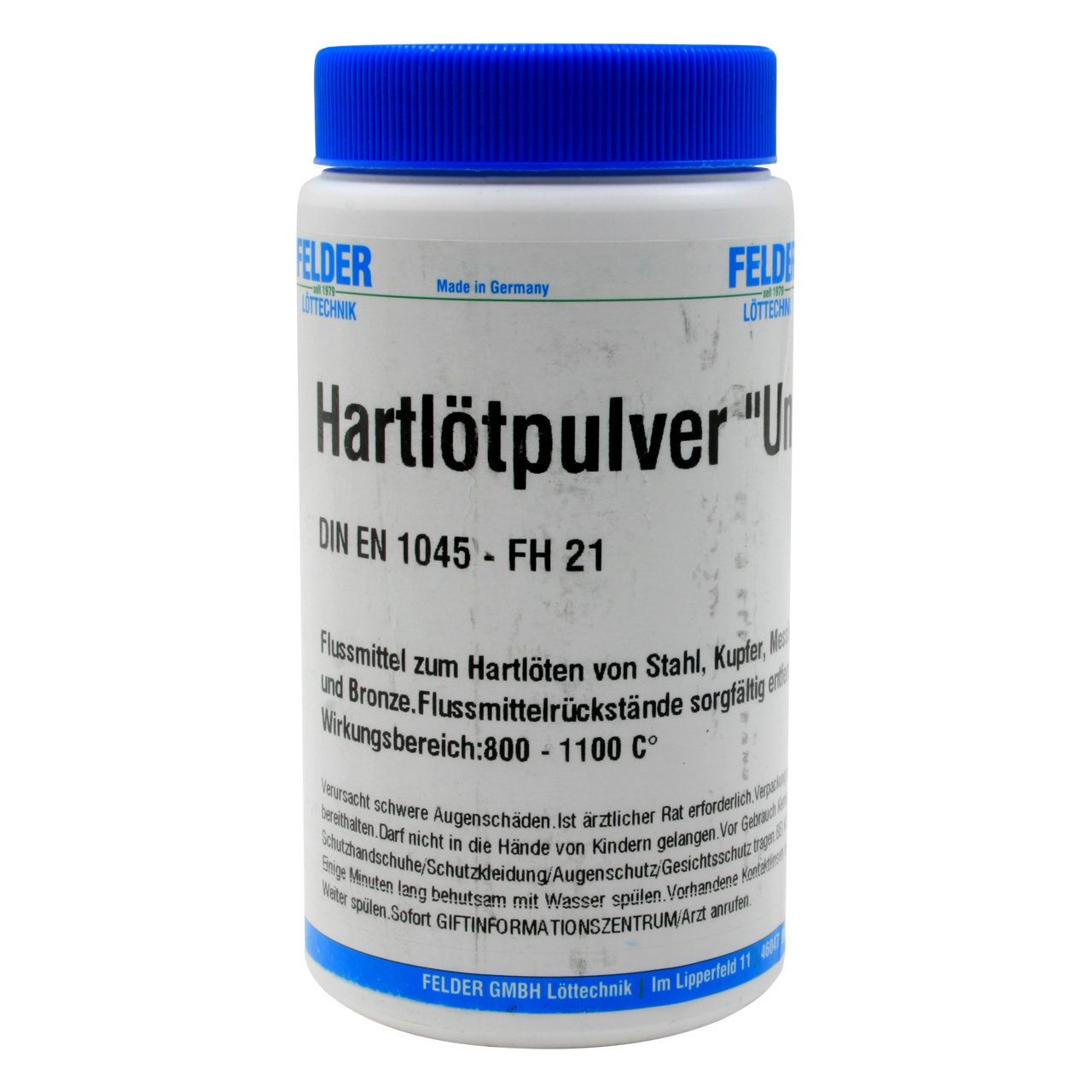 Behälter mit Hartlötpulver 'Un' von Felder GmbH für das Hartlöten von Stahl, Kupfer, Messing und Bronze