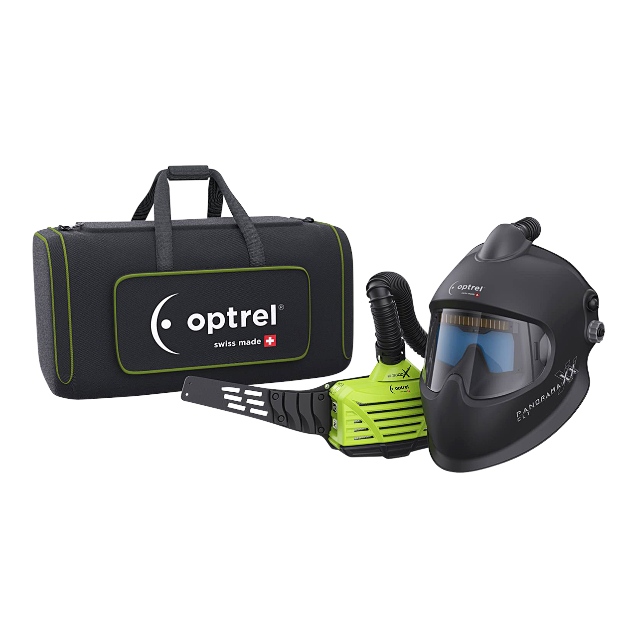 optrel® panoramaxx CLT, schwarz, DIN 2.0/4-12, Frischlufthelm mit e3000X