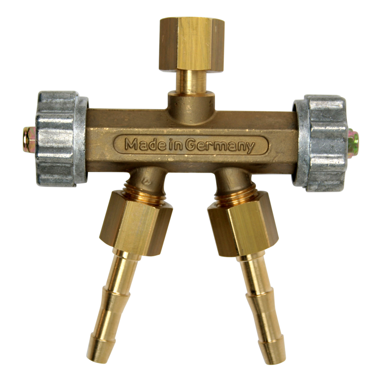 Doppelentnahmeventil für Brenngas, 3/8" LH, Tüllen 4 mm