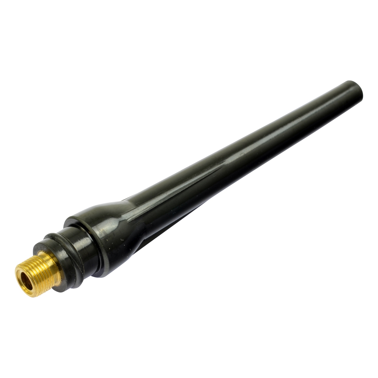 Schwarze WIG-Brennerkappe mit goldfarbenem Gewindeanschluss aus Metall