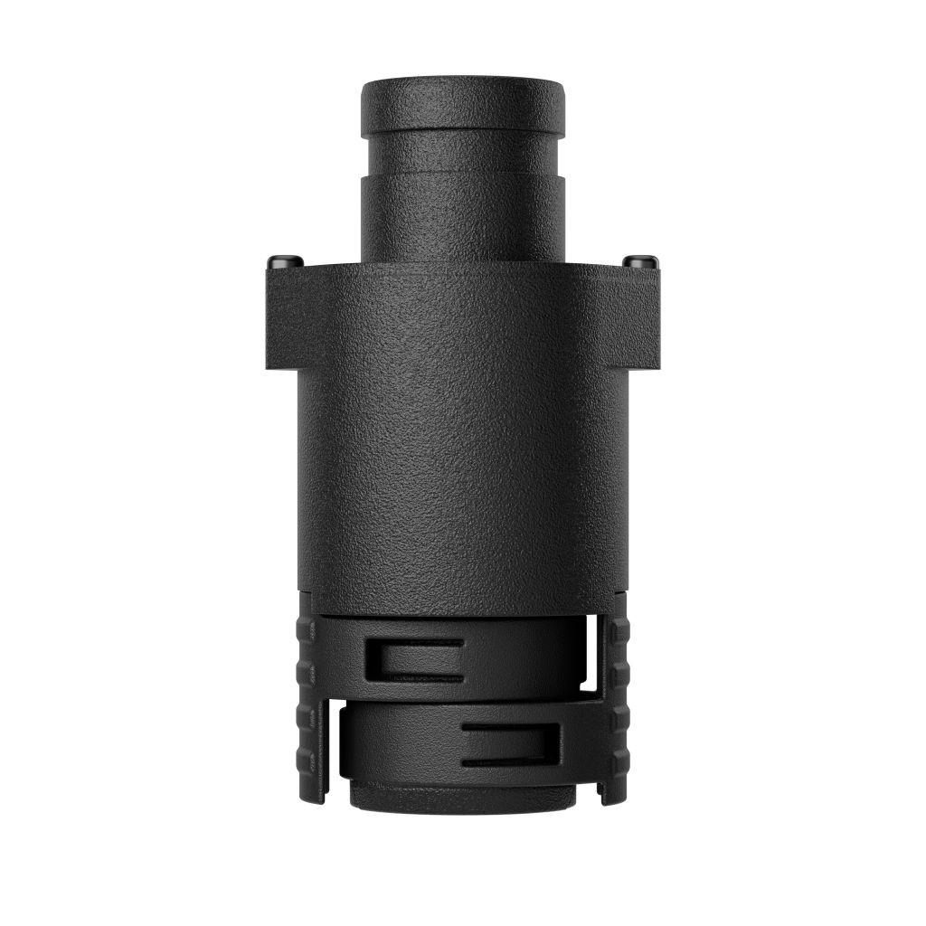 schwarzer runder körper auf weissem hintergrund