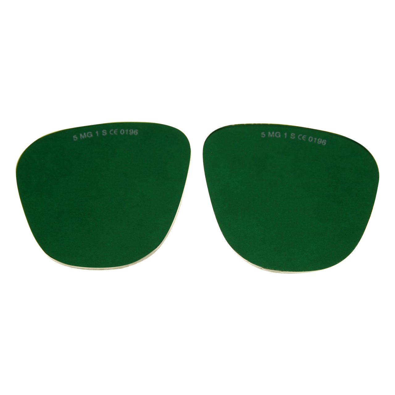 Grüne Ersatzgläser für Schweißbrille mit Aufdruck '5 MG 1 S CE 0196'