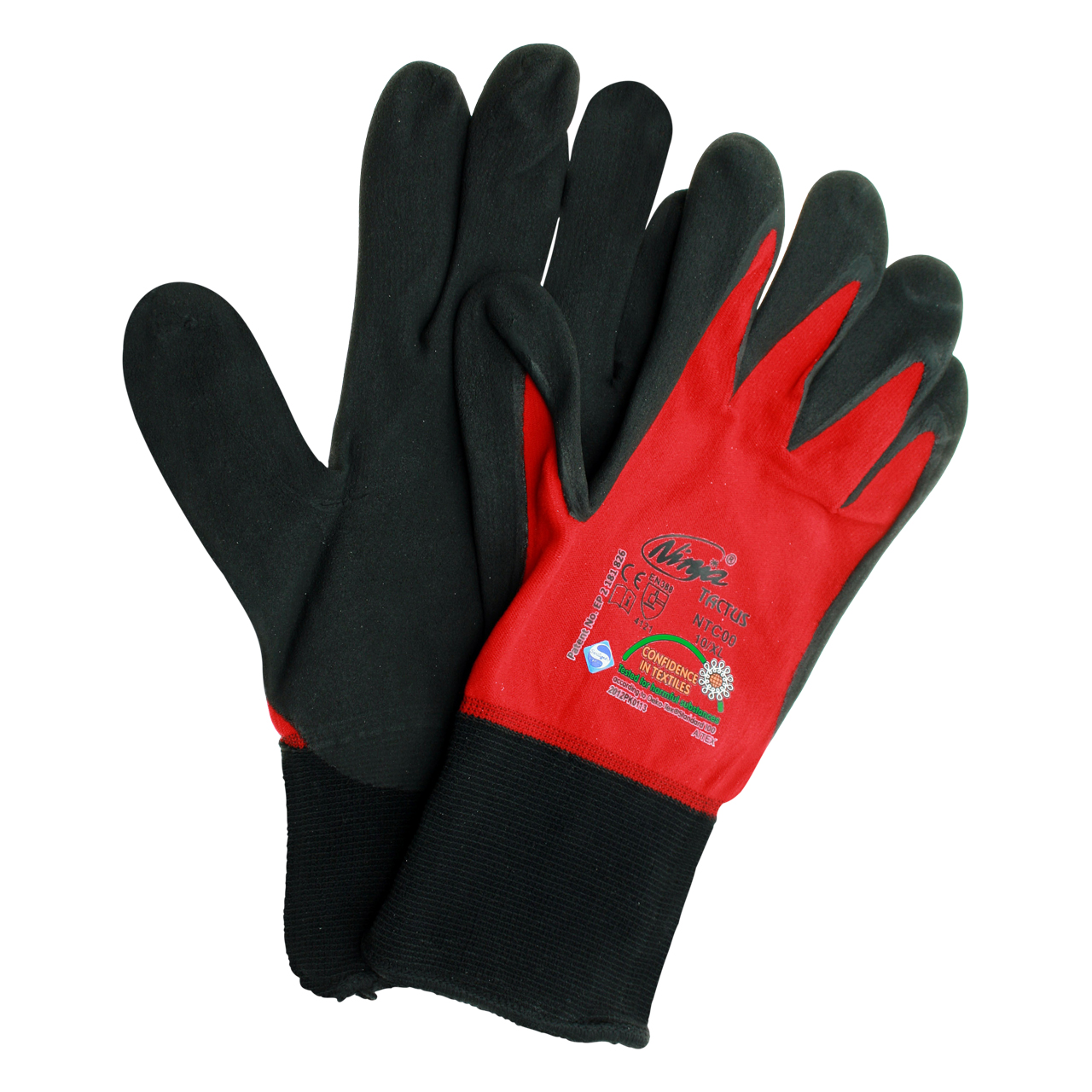 Montagehandschuh Tactus, Schaumnitrilbeschichtung, sw/rot