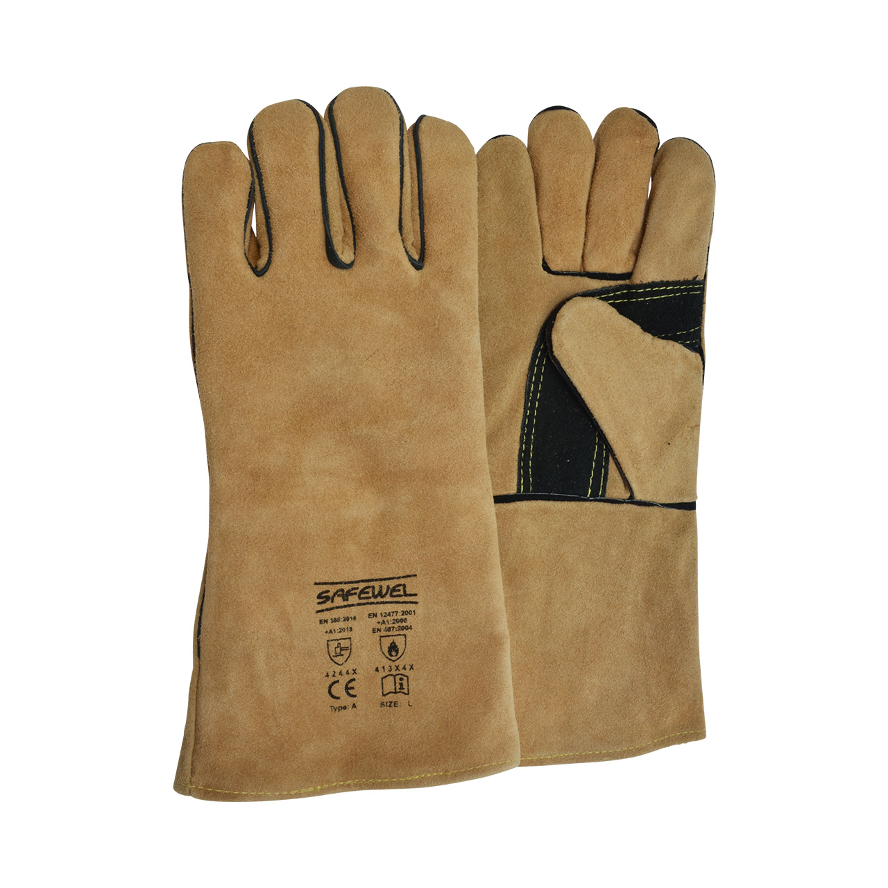 MIG/MAG Spaltlederhandschuh, braun, Kevlar®, Länge 35 cm