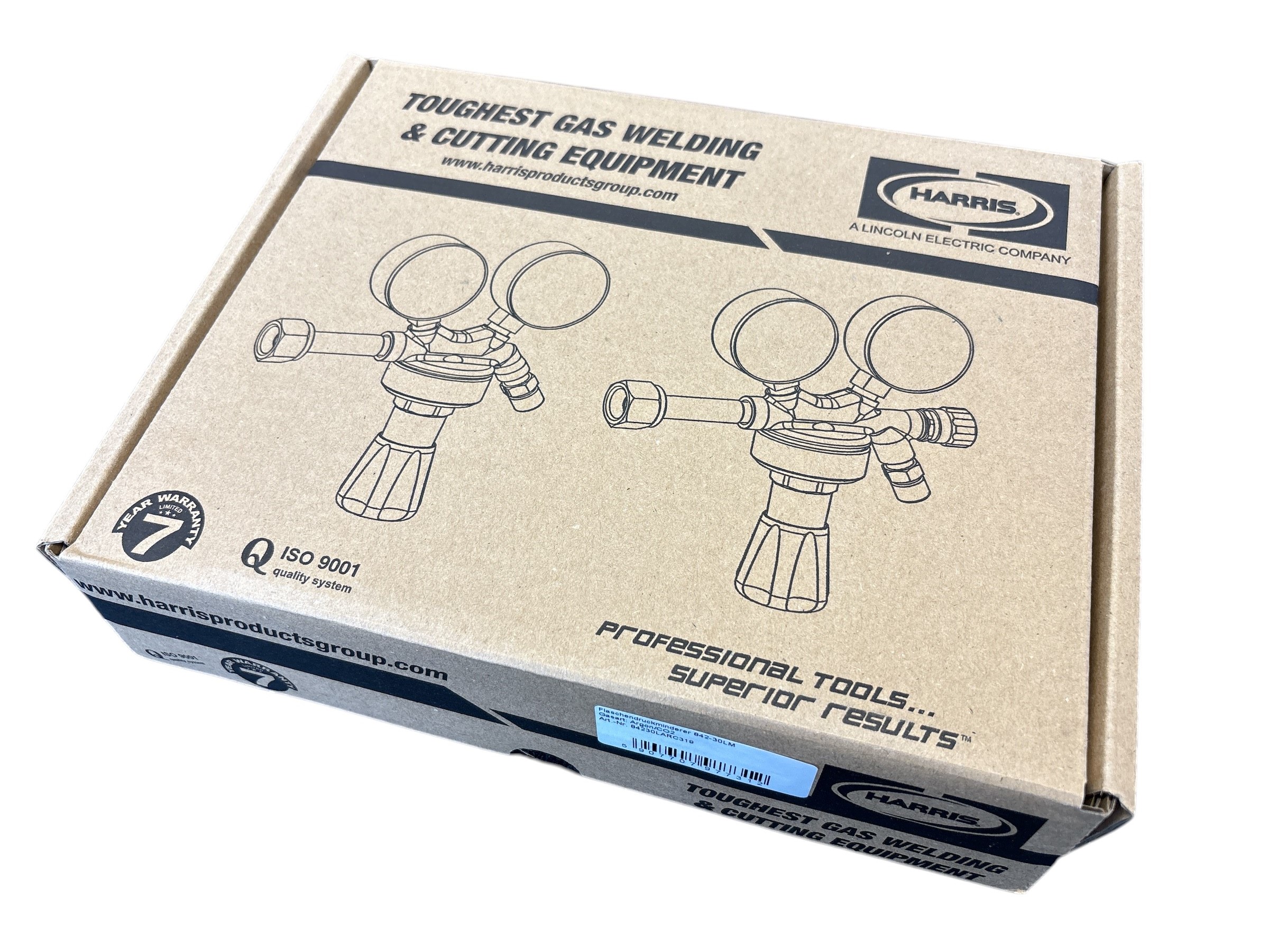 Druckminderer für Argon und CO2 mit zwei Manometern und schwarzem