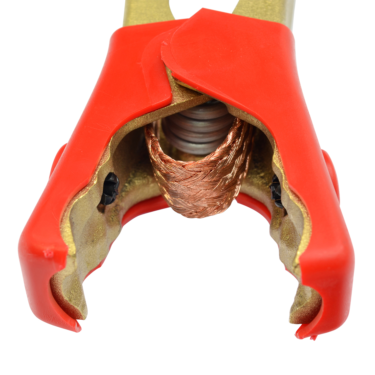 Rote Batterieklemme mit Kupferfeder und Metallzähnen für 1000 Ampere