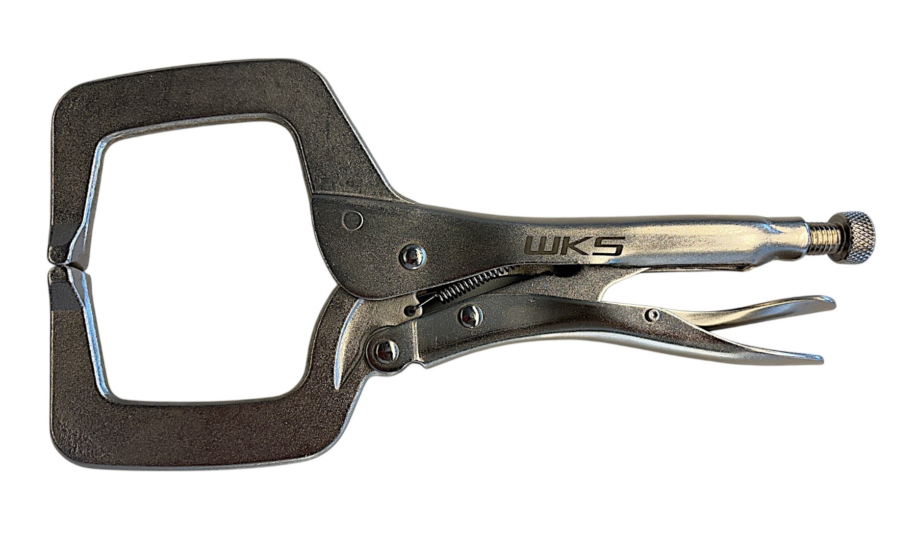 WKS C-Schweißzwinge aus Metall mit Feststellmechanismus – robuste Gripzange zum Spannen und Fixieren von Werkstücken.