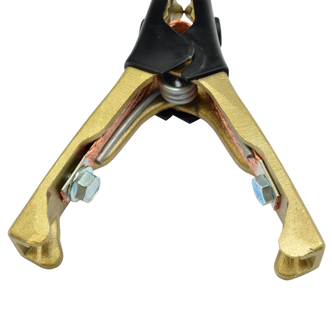 Batterieklemme aus Metall mit schwarzer Isolierung und Kupferverbindung, 1000 Ampere