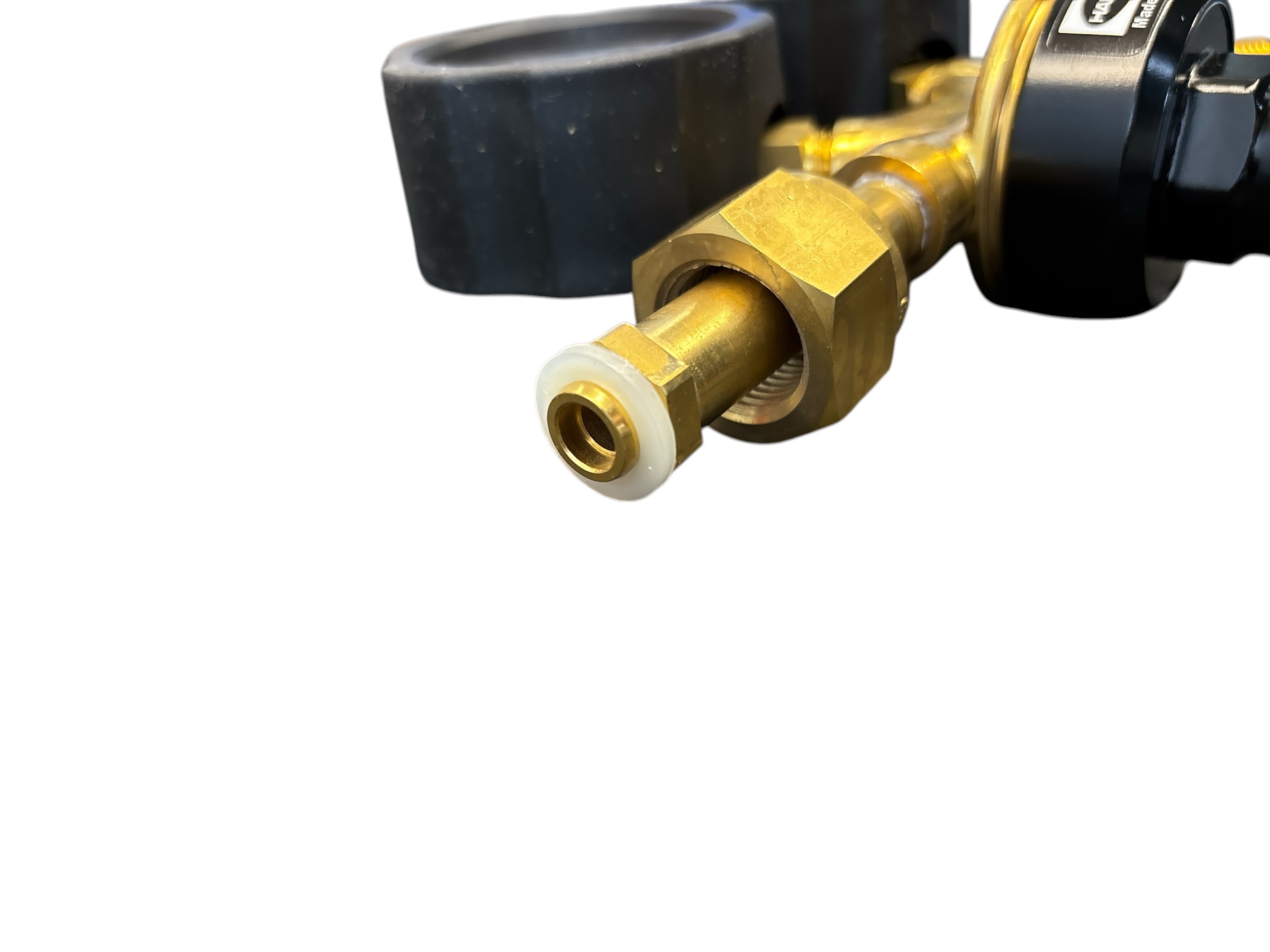 Druckminderer für Argon und CO2 mit zwei Manometern und schwarzem