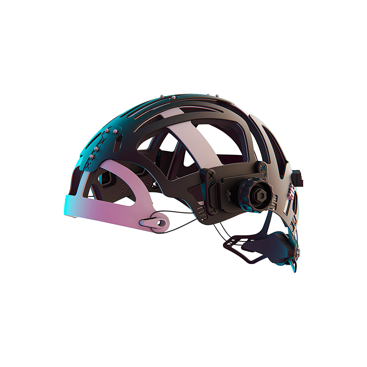 Optrel ISOFIT Kopfhalterung aus Kunststoff und Metall mit Einstellrad und Belüftungsschlitzen