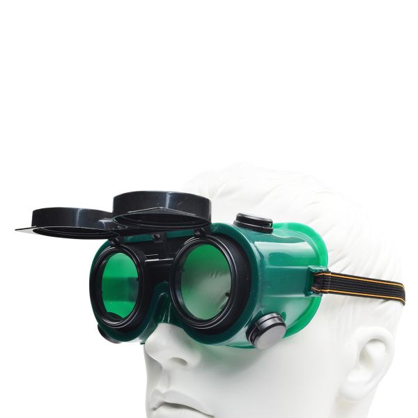 Schweißerbrille mit Klapprahmen, grün, Gläser Ø 50 mm