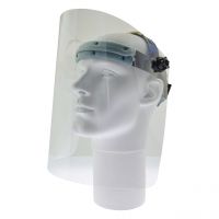 Gesichtsschutz, klar, Kopfhalterung, klappbare PET-G Scheibe 460x280x1
