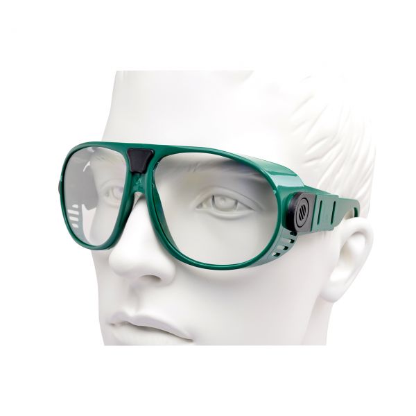 Schutzbrille PANORAMA, mit klaren Gläsern, aus PC Kunststoff, grün