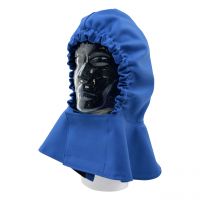 Kopfschutztuch aus SECAN, mit Nackenschutz, blau, vorne Klettverschluss