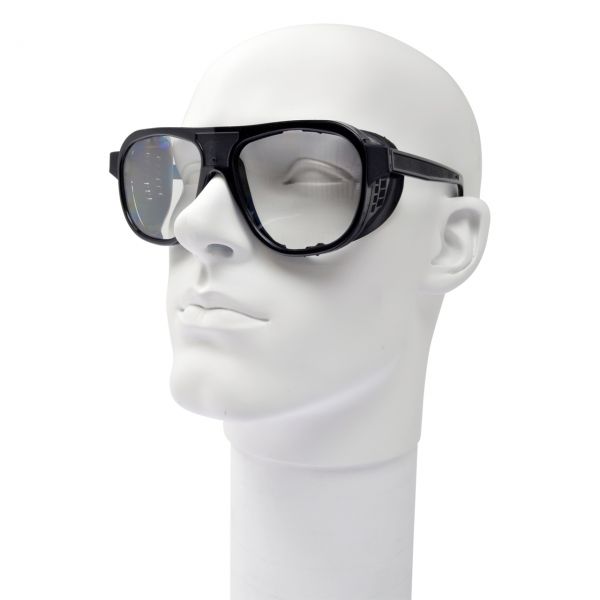 Einweg-Schutzbrille aus schwarzem Nylon, Formgläser 62 x 52 mm, klar