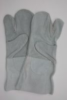 Schutzhandschuh aus Spalt-Leder, 3-Finger Handschuh mit Stulpe ca. 35cm