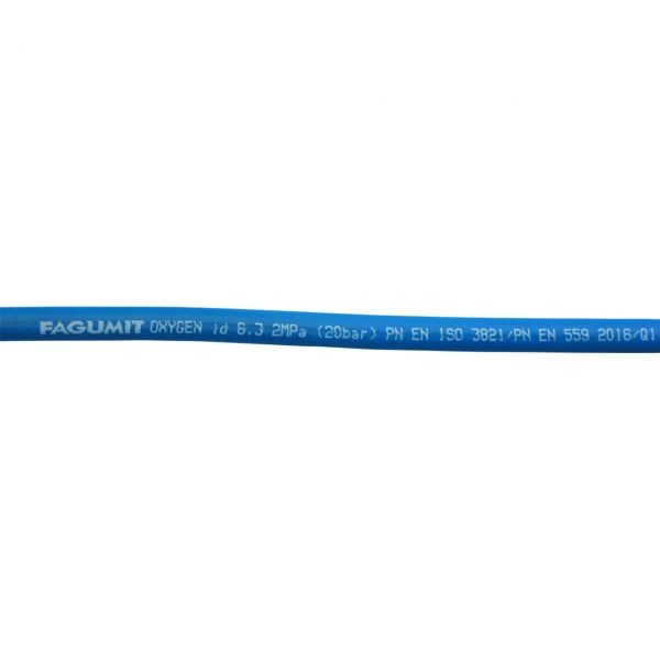 Sauerstoffschlauch, Meterware, 6,3 x 3,5 mm, max. Länge 50 m, blau