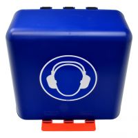 Aufbewahrungsbox SecuBox® Midi bl für Gehörschutz, blau/schwarz mit Aufdruck