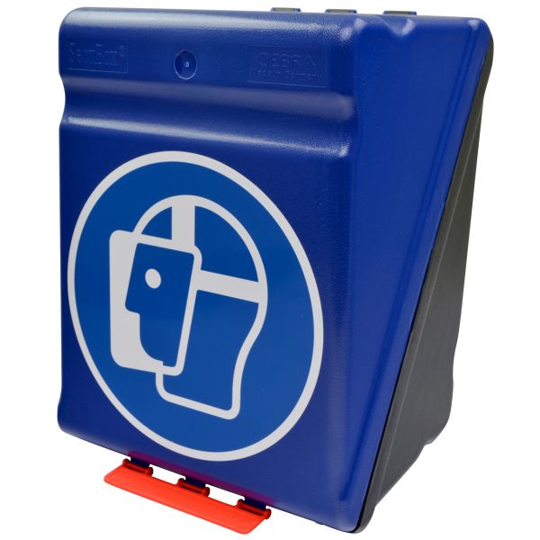 SecuBox® Maxi Aufbewahrungsbox für Gesichtsschutz, blau/schwarz mit Aufdruck