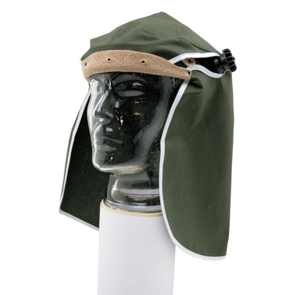 Kopfschutz für Kopfbandmontage mit Nackenschutz, Baumwollgewebe oliv