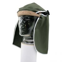 Kopfschutz für Kopfbandmontage mit Nackenschutz, Baumwollgewebe oliv