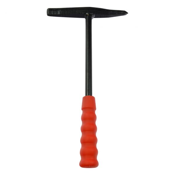 Schlackehammer, Ganzstahl, 470 g, schwarz lackiert, roter Kunststoffgriff